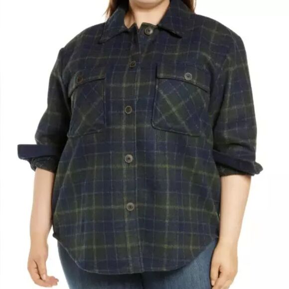 Treasure & Bond Shirt Jacket  Shacket  Blue/ Green Abel Plaid Size 3X - Picture 1 of 13